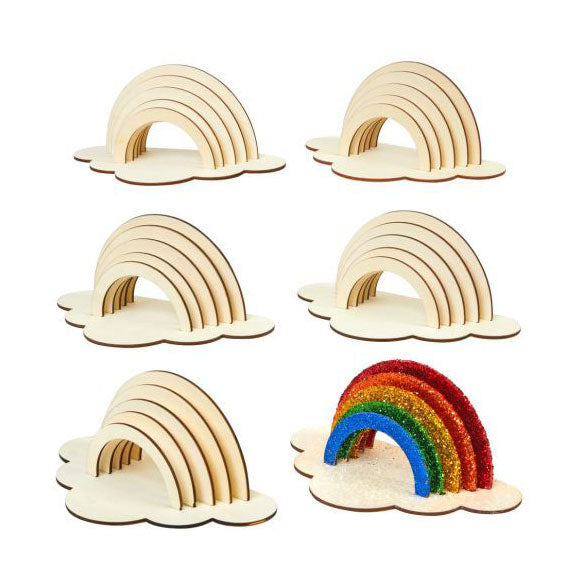 Colorations Maak en Versier je Eigen Houten Regenboog, Set van 6