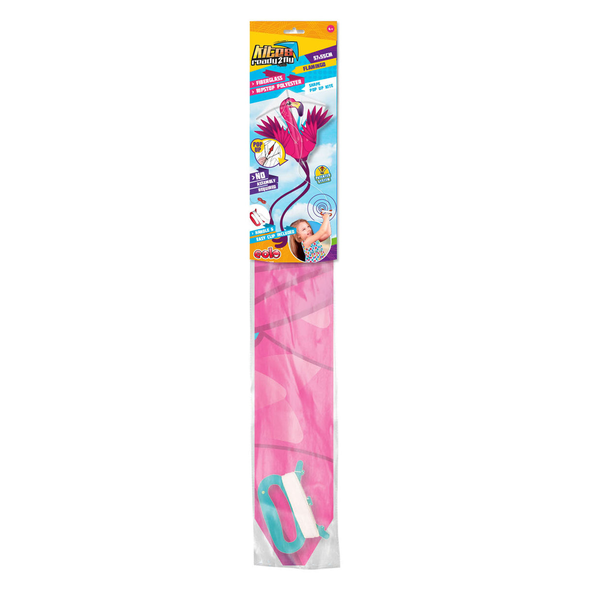 Drager klar 2 flue pop-up nylon vlieger flamingo