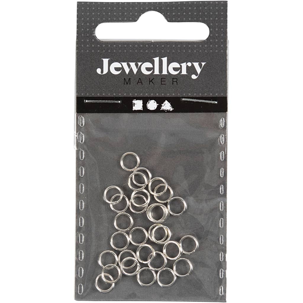 Creativ company split ring, d 5 mm, silver plated, 30 pieces 1 box