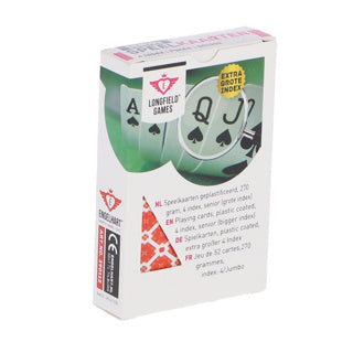 Cartes à jouer Longfield - senior - plastifiées - index extra large 4 - cartes à jouer jumbo - jeu de cartes pour seniors et jeu confortable - coeur d'ange