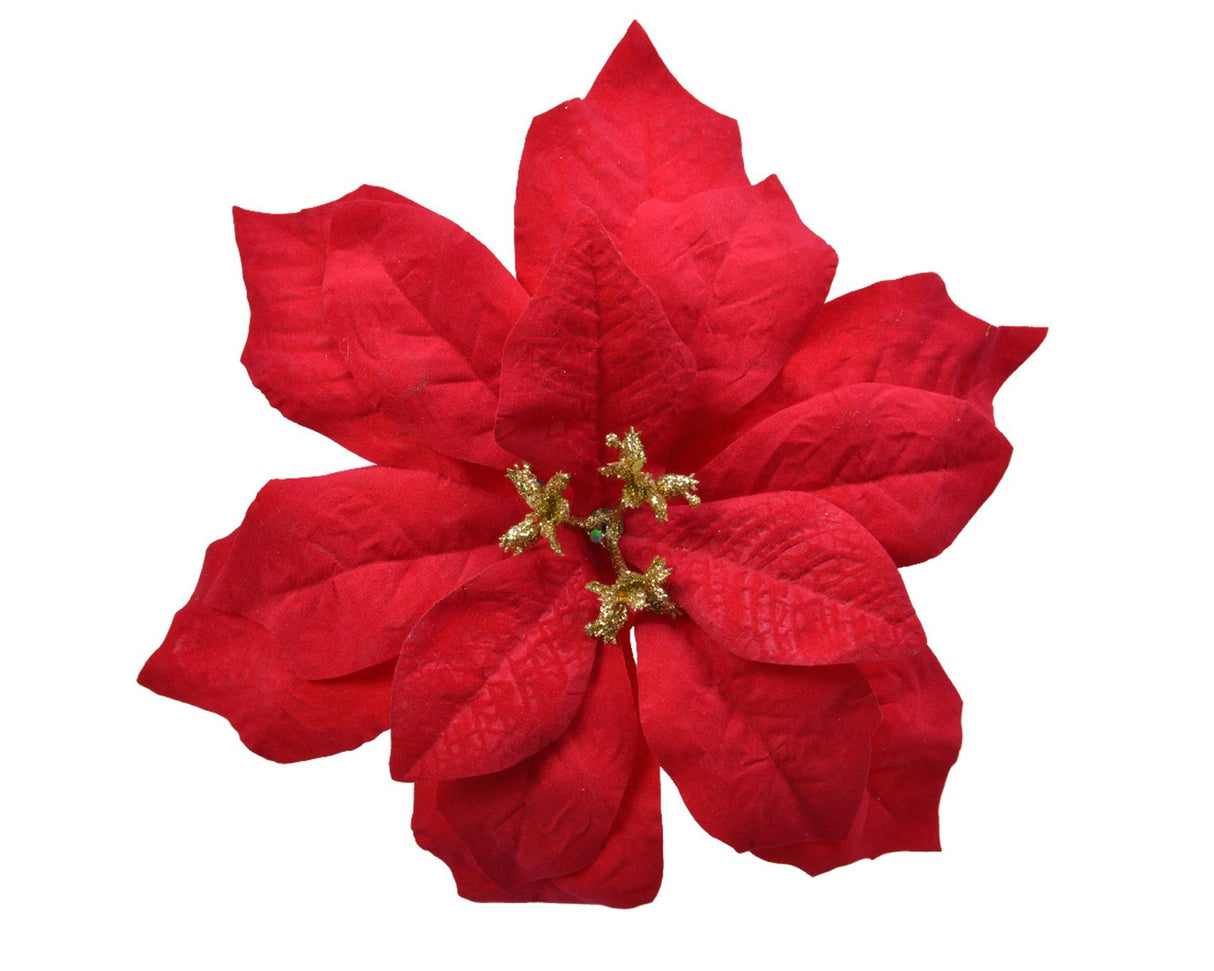 Decorisblomst på klips julestjerne dia.16cm