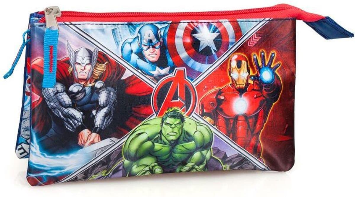 Jim jam pencil case avenger marvel pen case 3 compartments with 2 zippers