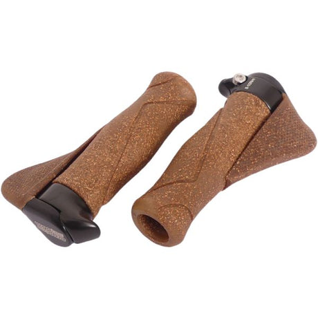 Láimhseáil rothair le láimhseáil eirgeanamaíochta 130mm, corc Dura agus alúmanam, donn dubh, tiús 34mm, 235g