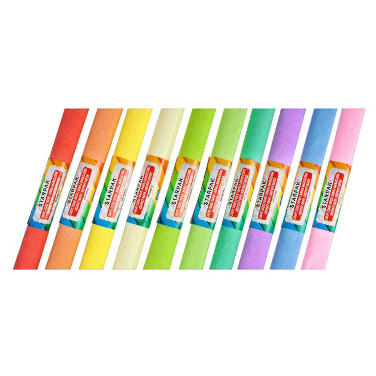 Crepepapper pastell, 10 st.