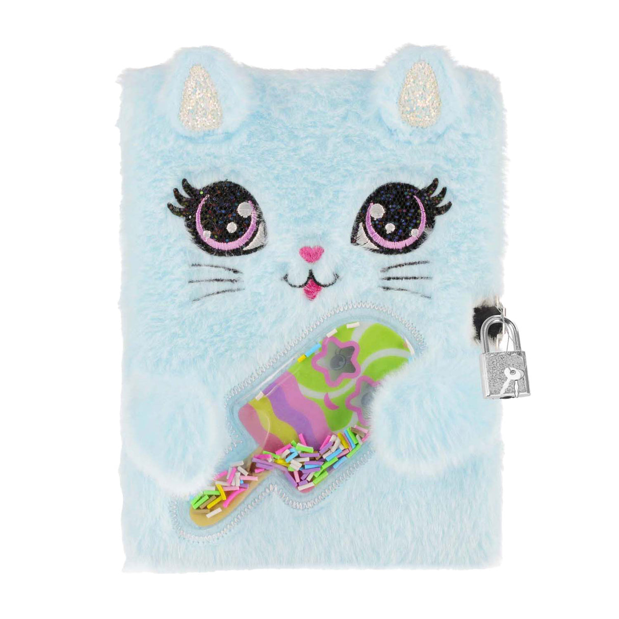 Imp plush diary cat with lock, a5