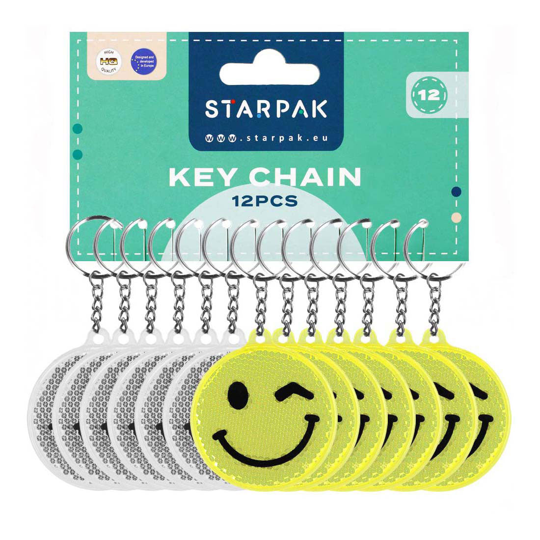 Reflective keychain emoticon, 12pcs.