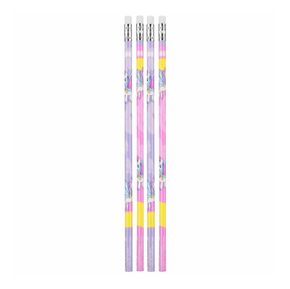 Hb pencil with eraser unicorn, 4 pcs.