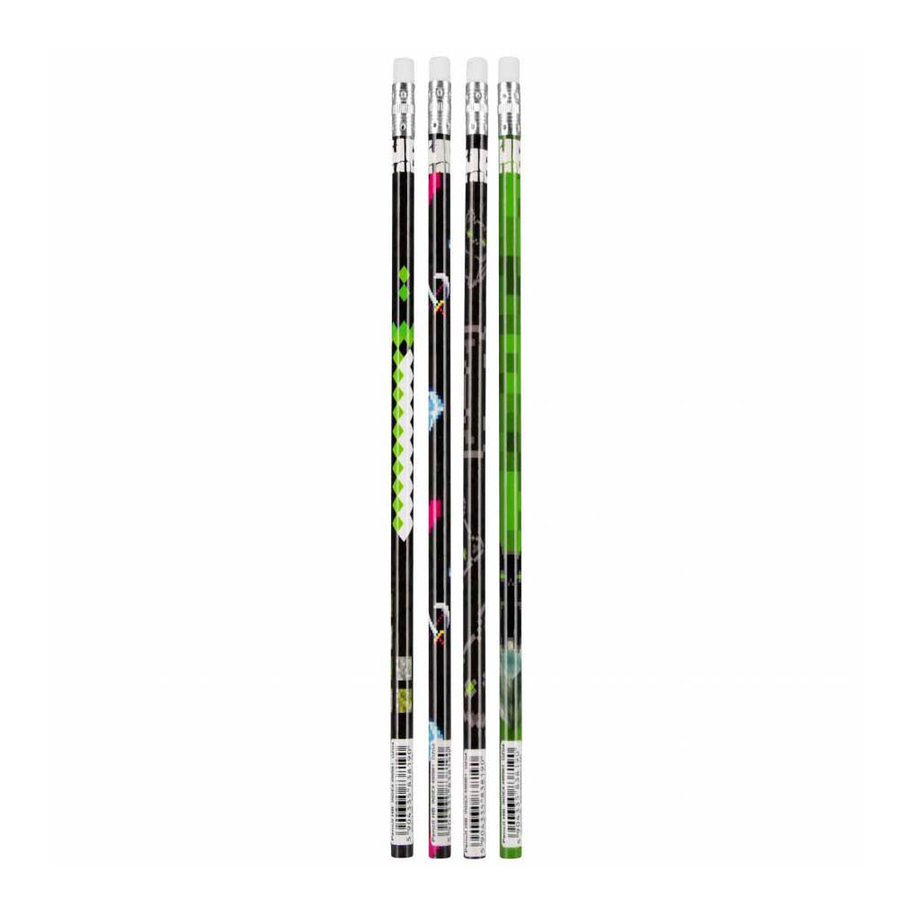 HB pencil with eraser, 4 pcs.