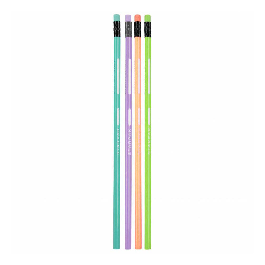 Hb triangular pencil with eraser pastel, 4pcs.