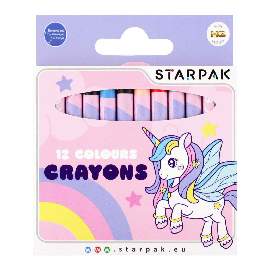 Wax crayon unicorn, 12 pcs.
