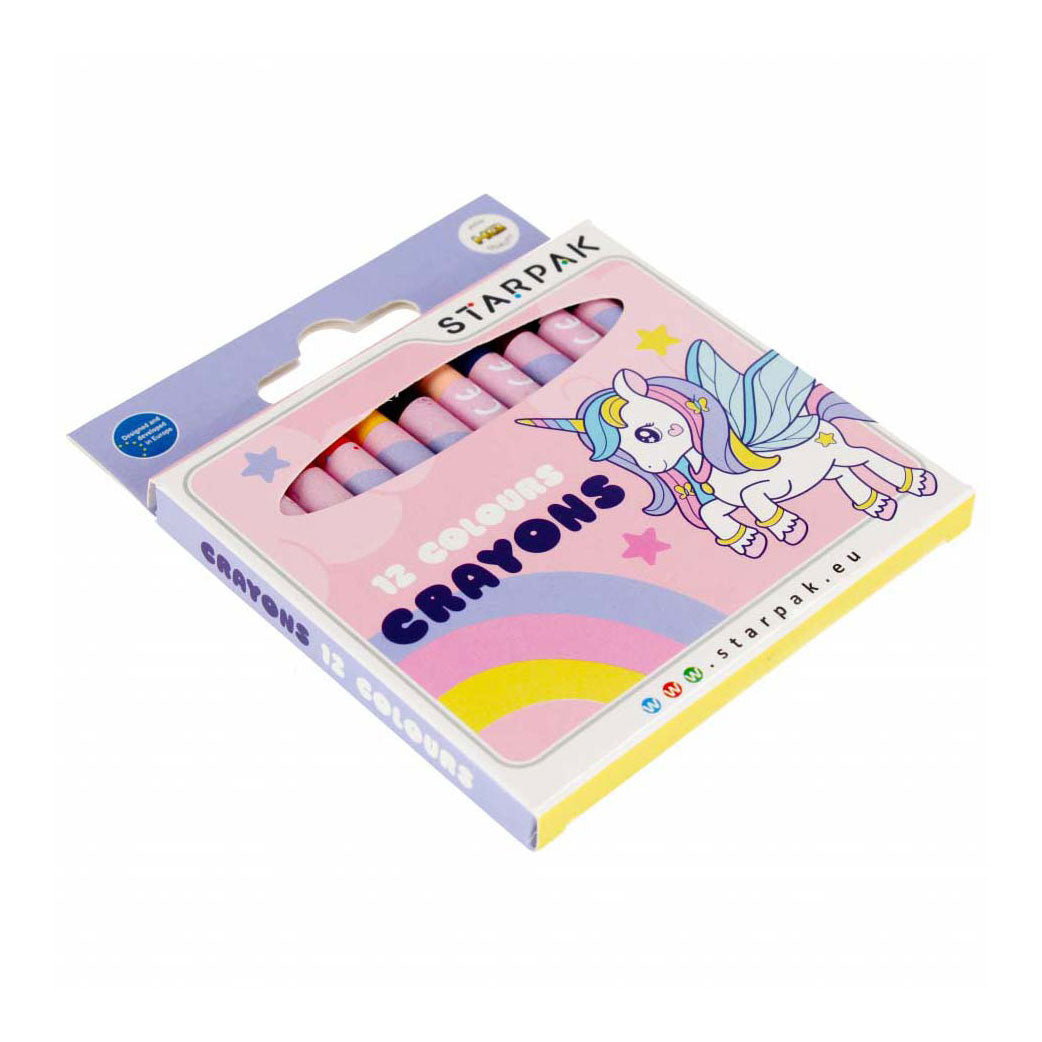 Wax crayon unicorn, 12 pcs.