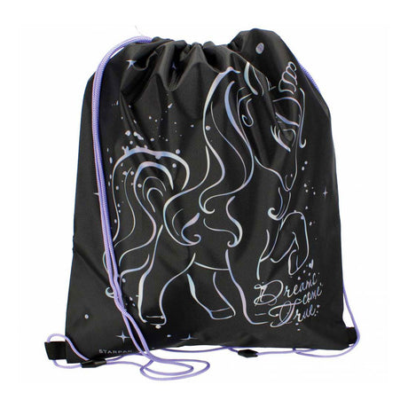 Bolsa de ginástica unicórnio preta