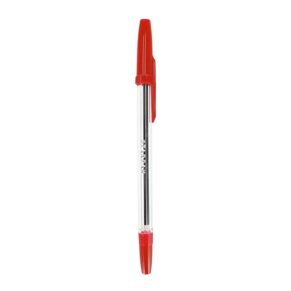 Ballpoint pen with cap red, 50 pcs.