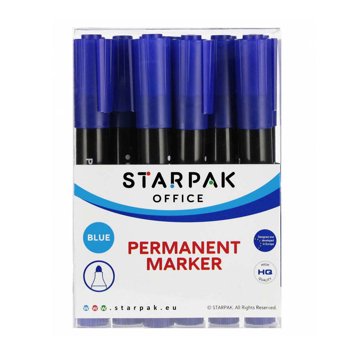 Permanent marker round blue, 12 pcs.