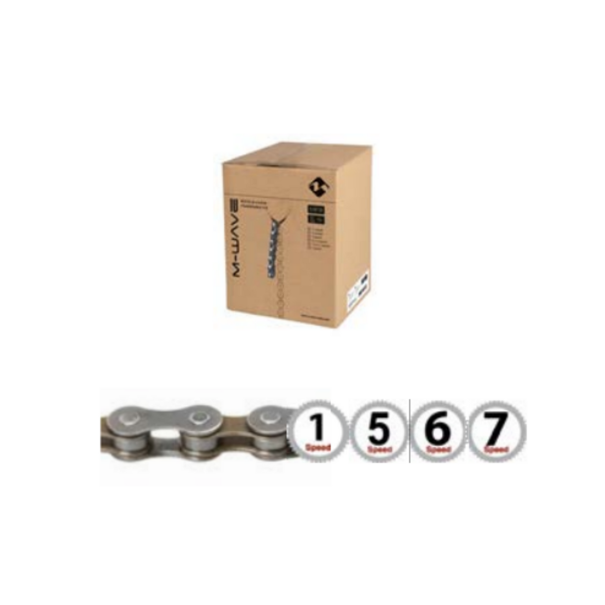 M-wave chain 5 6 7 speed 1 2x3 32, gray brown 7.3mm. 15m on roll, incl 10 connecting switches