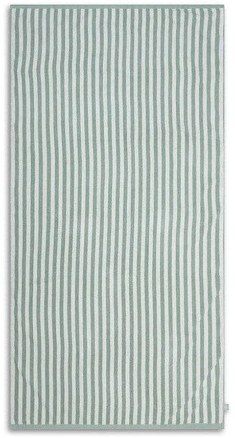 Stredisko pruh | zelená biela bavlnená osuška 135 x 65 cm