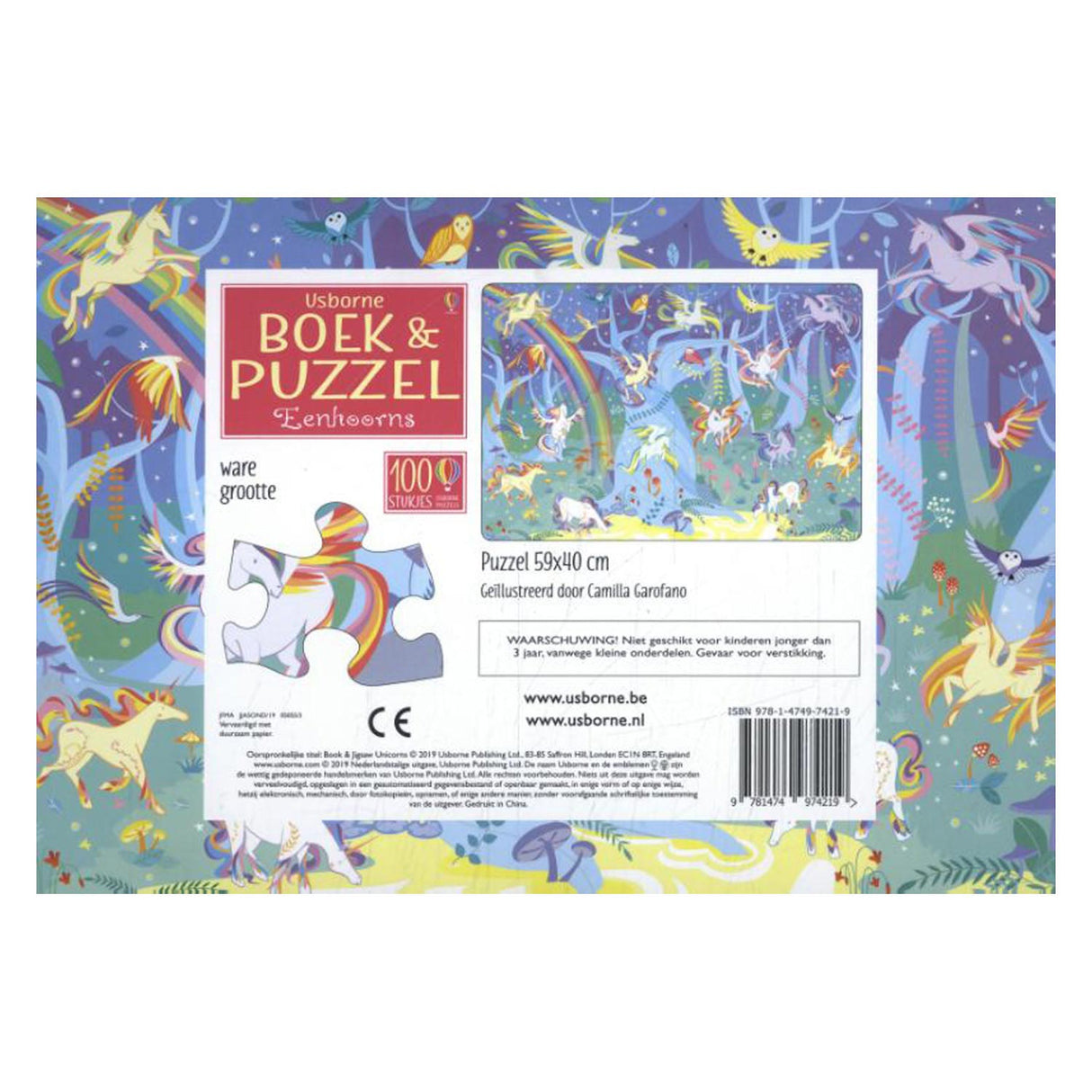 Kniha a puzzle jednorožec