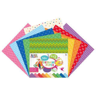 Craft sensations origami paper | 15 x 15 cm | 50 sheets | 5 different designs | folding leaves | with prints on paper | craft paper for kids