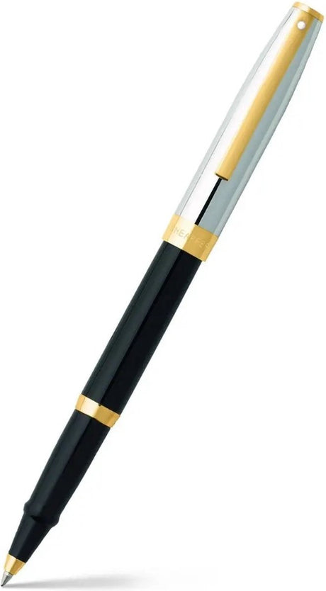 Sheaffer rollerball - sagaris - glossy black with chrome and gold - nib m - writing color black - sf-e1947551