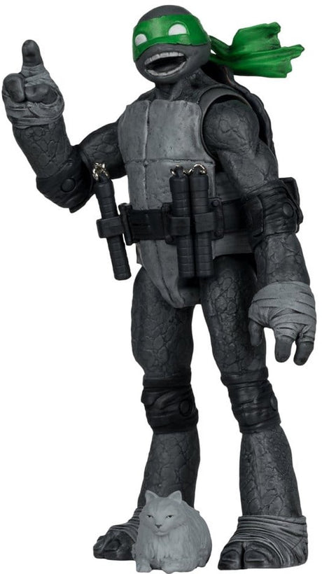 Mcfarlane brinquedos adolescentes mutantes tartarugas ninja página perfuradores figura de ação Michelangelo (preto branco verde) (edição platina vermelha) figura de ação de 13 cm