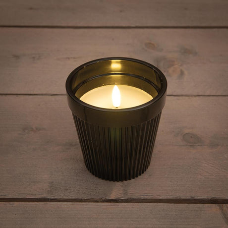 Vela LED para exterior da coleção Anna em vaso preto ø11cm a11cm