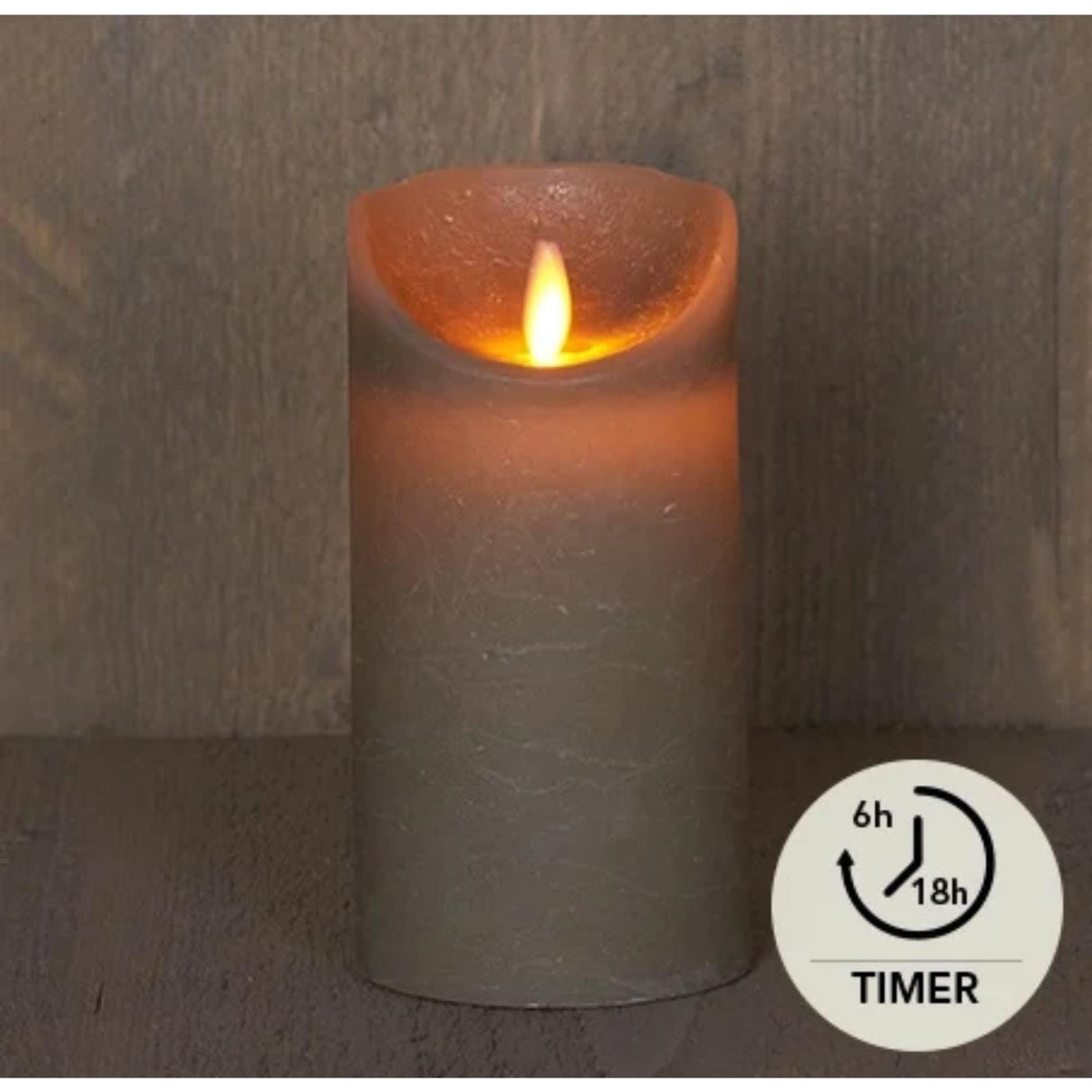 Anna's collection led rustic pillar candle taupe 7.5x15cm