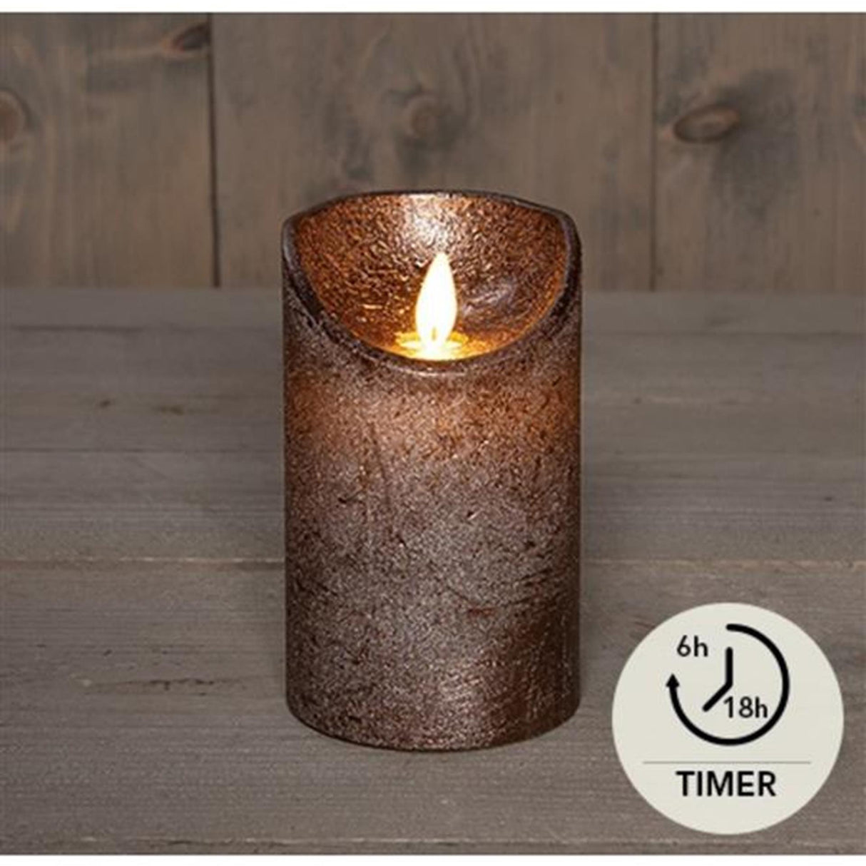 Anna's collection led rustic pillar candle bronze 7.5x12.5cm
