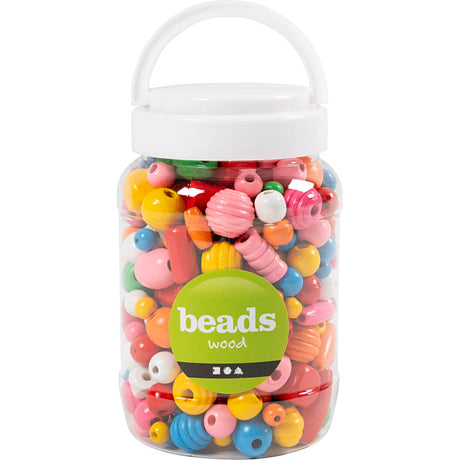 Podjetje Creativ https: www.cchobby.nl lesene-perle-velikost-5-28-mm-velikost-luknje-2-5-3-mm-ca-466-kos-različne-barve-175-gr-400-ml-1-vedro