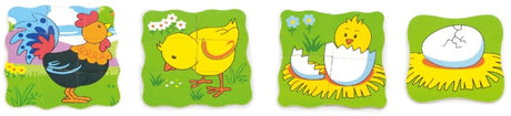 Puzzle rast kurčaťa 4 vrstvy 18x18x1,3cm. 3+
