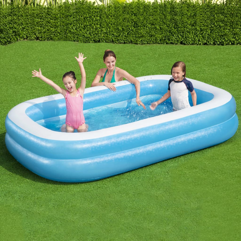 BESTWAY FAMILY SWIMMING POOL RECTANGULY GUDSBAR 262X175X51CM Blå hvit