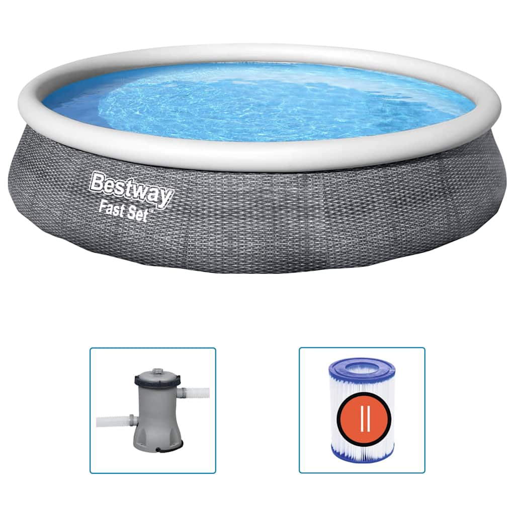 Bestway Fast Set Swimming Pool Set med pump Uppblåsbar 396x84 cm