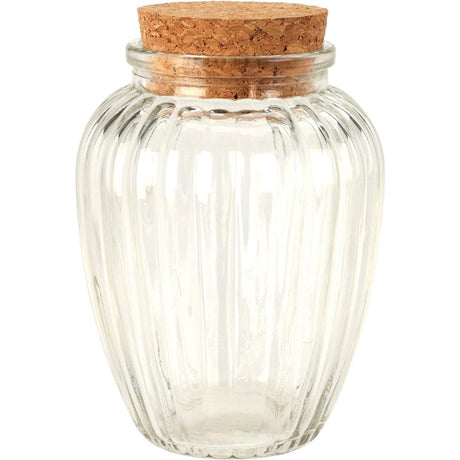 Excellent houseware glass storage jar with cork lid 280ml
