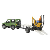 Bruder Land Rover + reboque com escavadeira