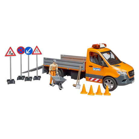 Bruder Mercedes-Benz Sprinter silniční stavba + figurka a doplňky
