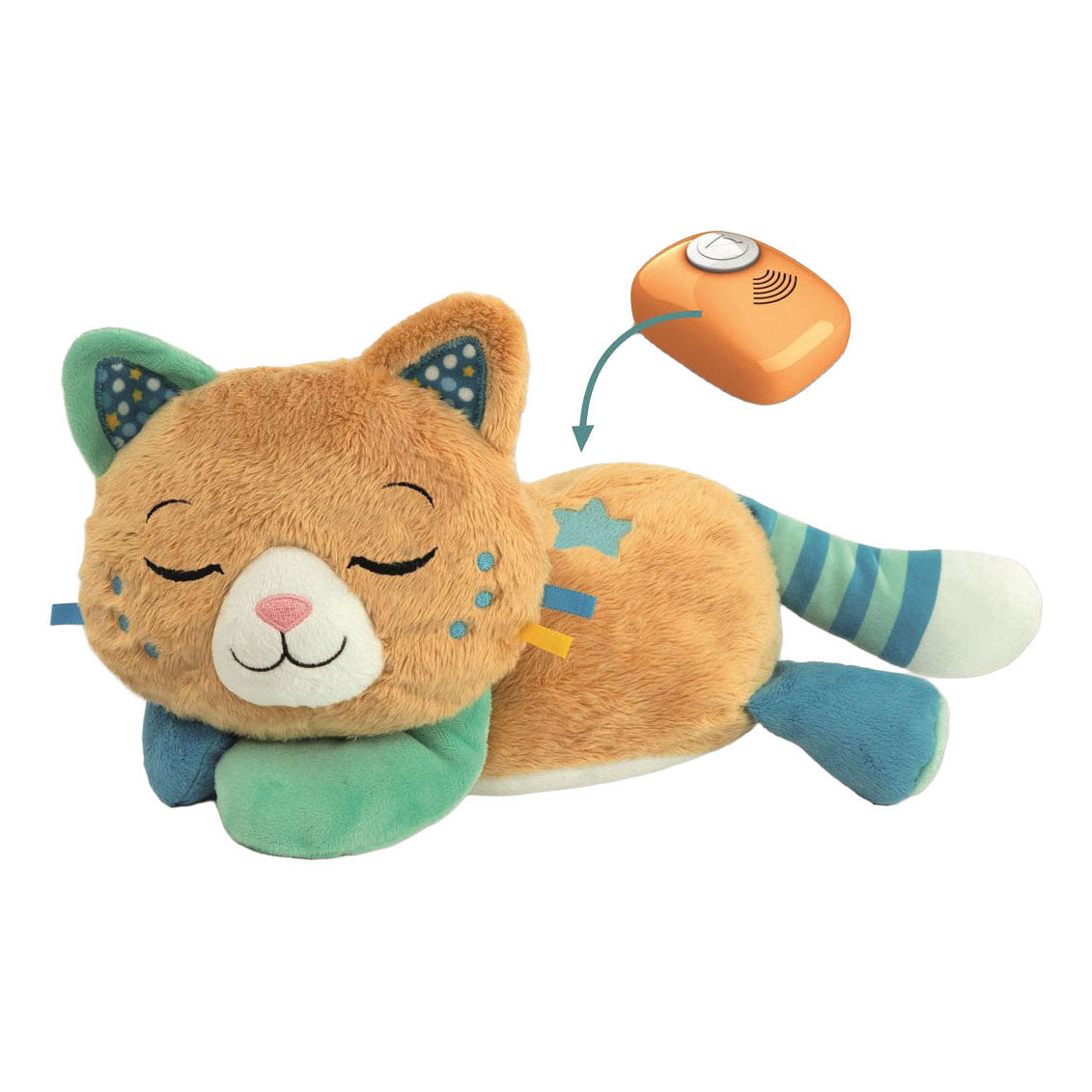 Leanbh Clementoni ag purring cat cuddly