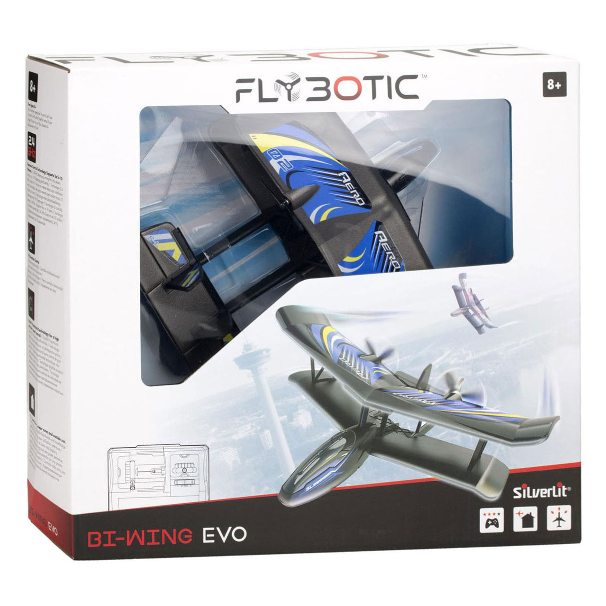 Stříbrné rc letadlo b-wing evo modré