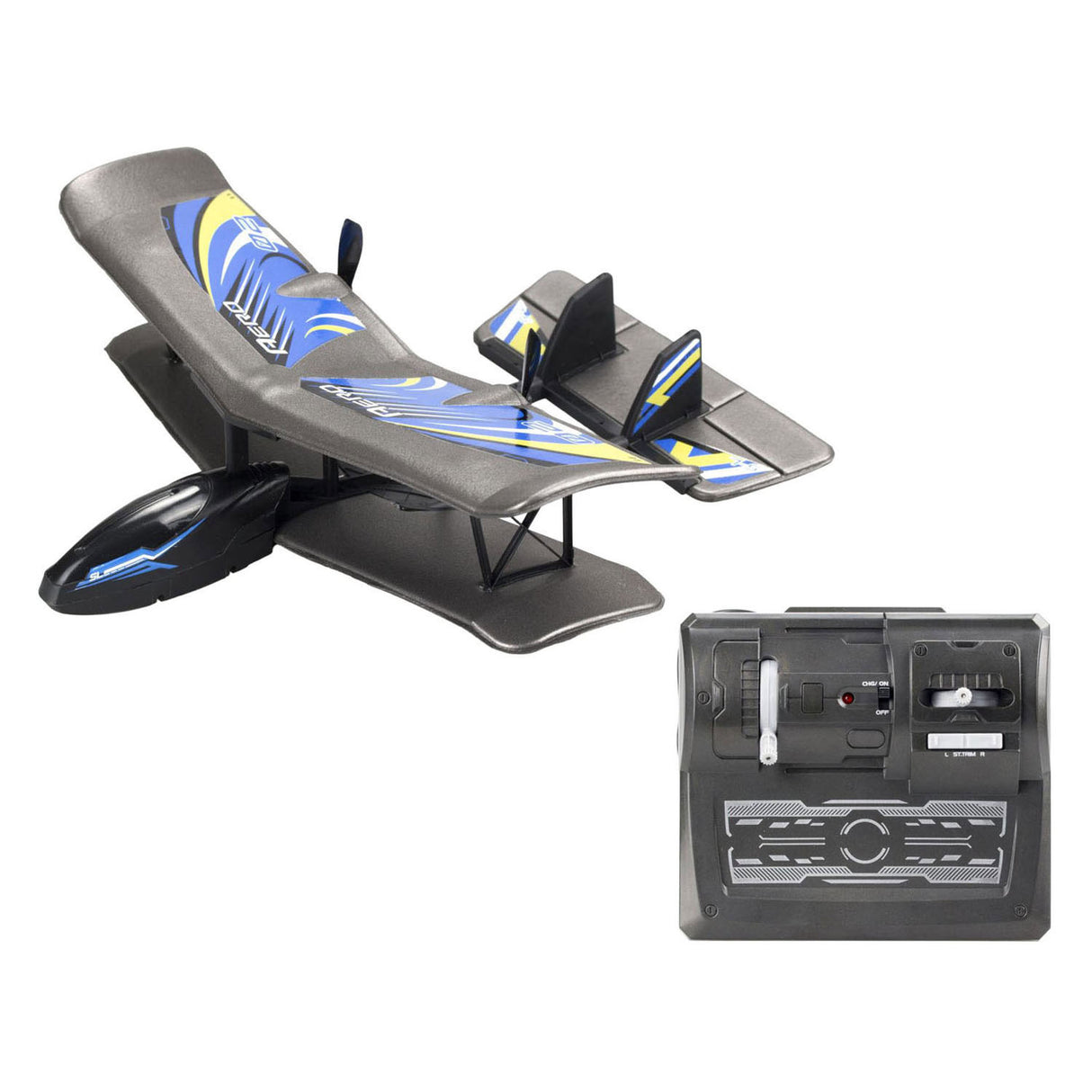 Stříbrné rc letadlo b-wing evo modré