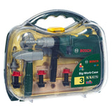 Klein toys bosch mini 16-piece toy tool box - drill, hammer, saw, open-end wrench and tool accessories - incl. light and sound effects - green