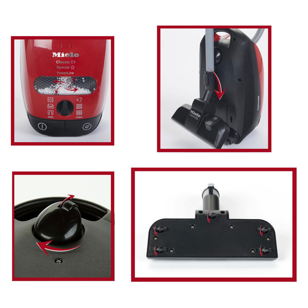 Klein toys miele vacuum cleaner - toy - incl. sound effects and practical handle - red