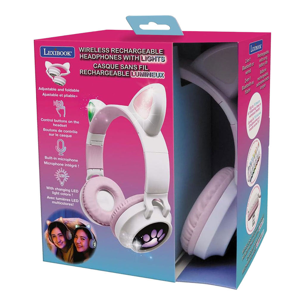 2-in-1 bluetooth koptelefoon met licht kattenoren