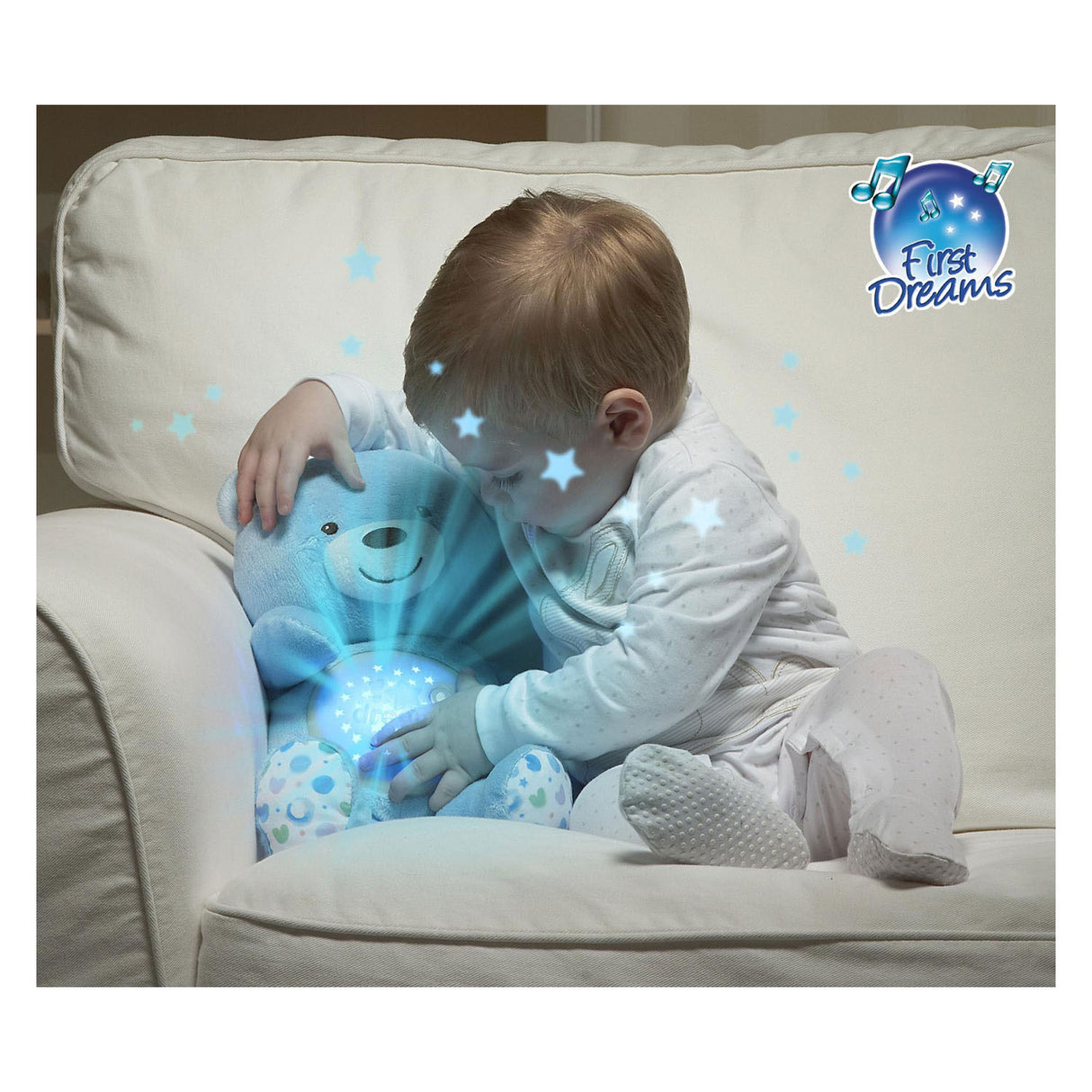 Chicco cuddly toy projector baby bear first dreams blue