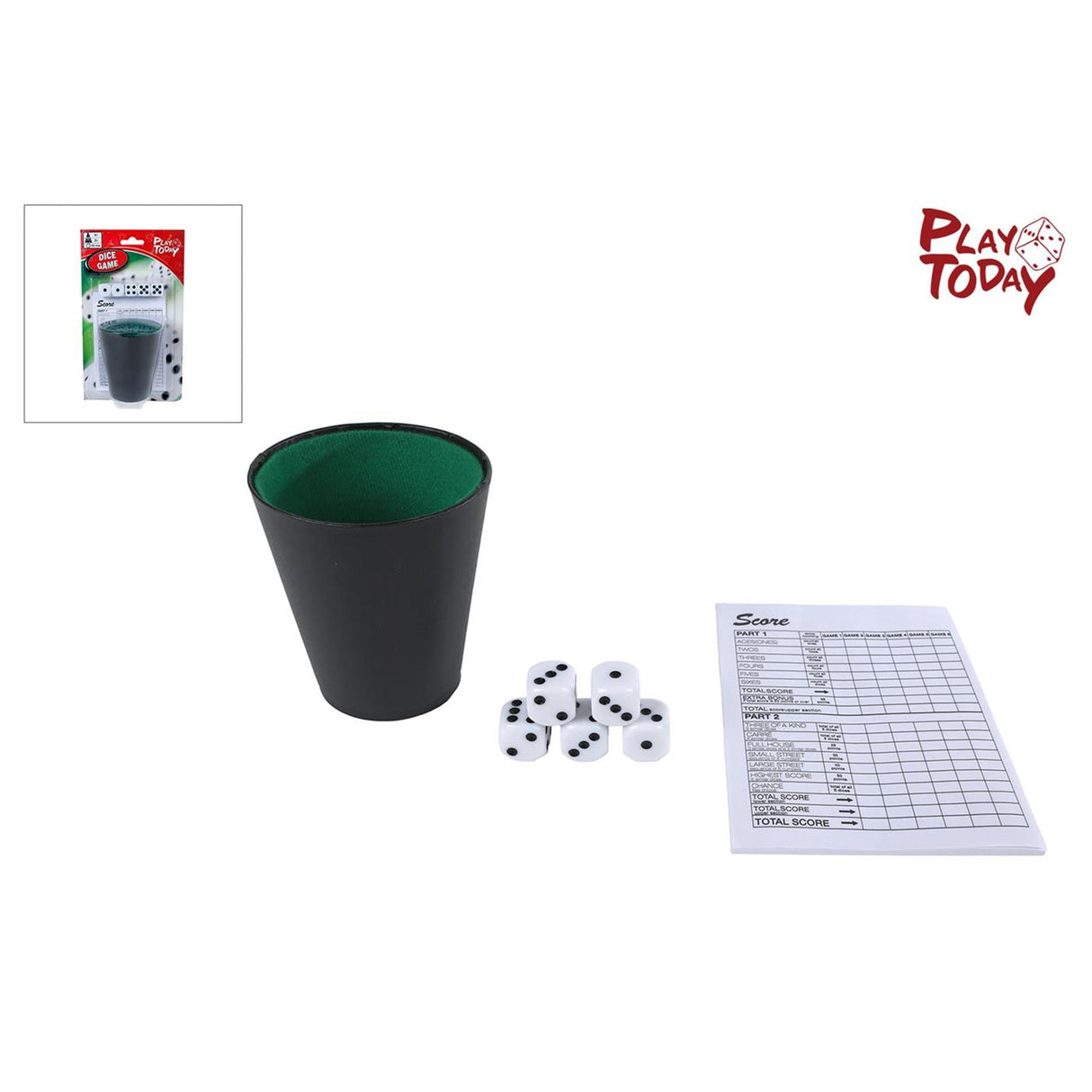 Play today dice game with cup and 5 dice