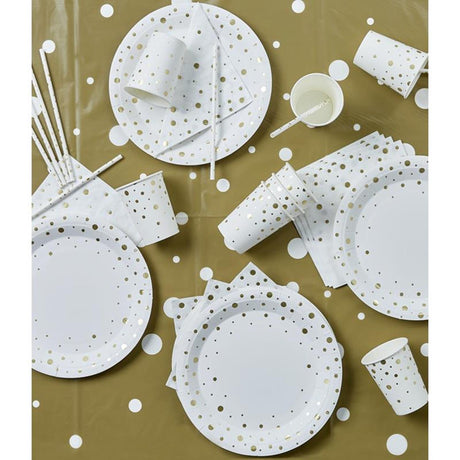 Paperdreams Party Dësch Set - Gold wäiss