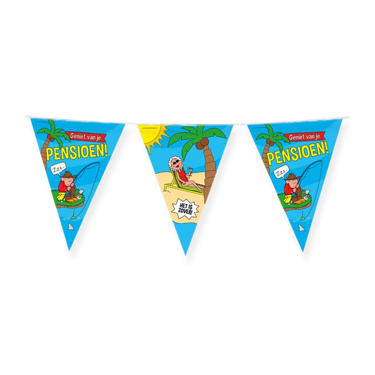 Paperdreams party flag - retirement cartoon