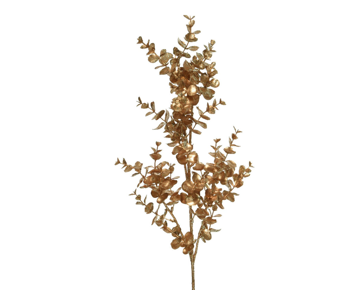 Decoris artificial branch eucalyptus h72cm gold glitter