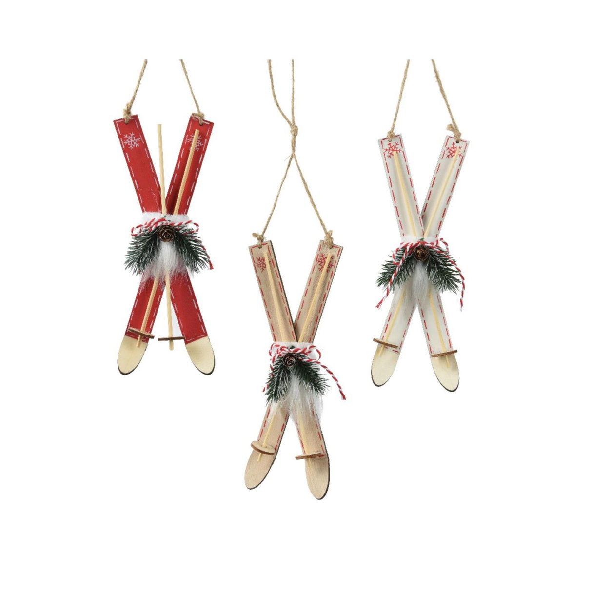 Decoris Chrëschthänger Ski Holz 3,5x8x23cm