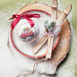 Decoris Chrëschthänger Ski Holz 3,5x8x23cm