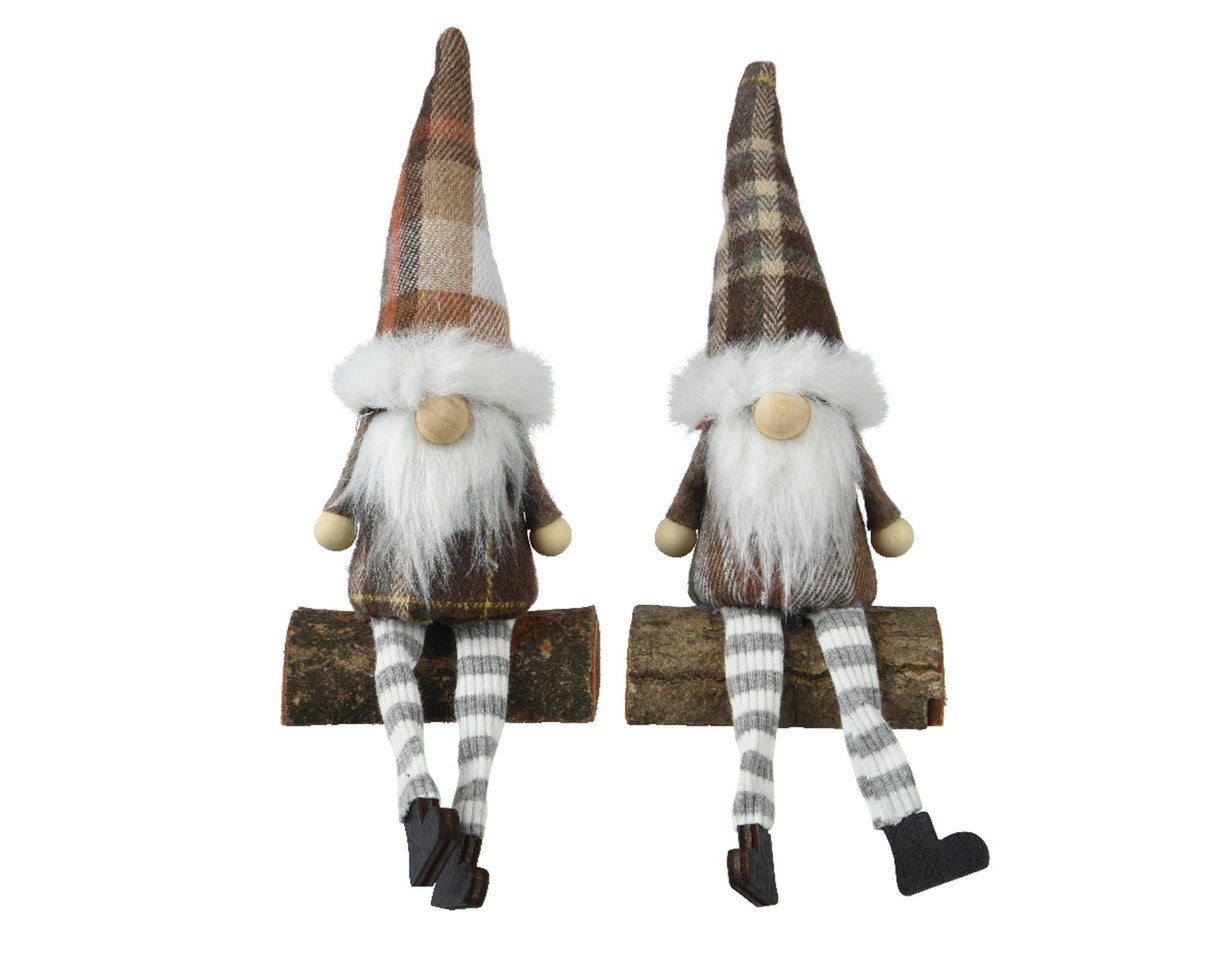 Decoris statue gnome on tree trunk 14cm