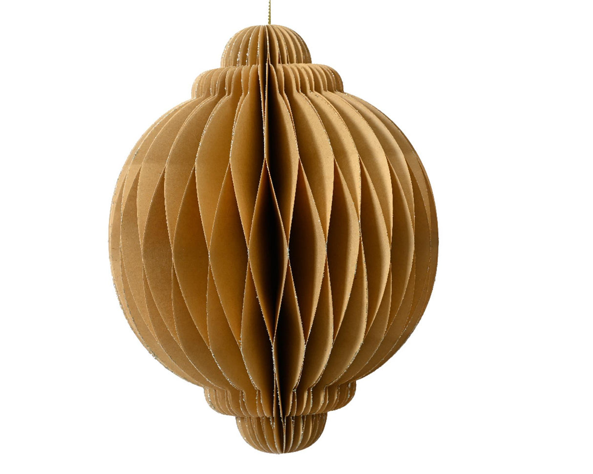 Decoris Christmas pendant paper onion shape beige h15cm