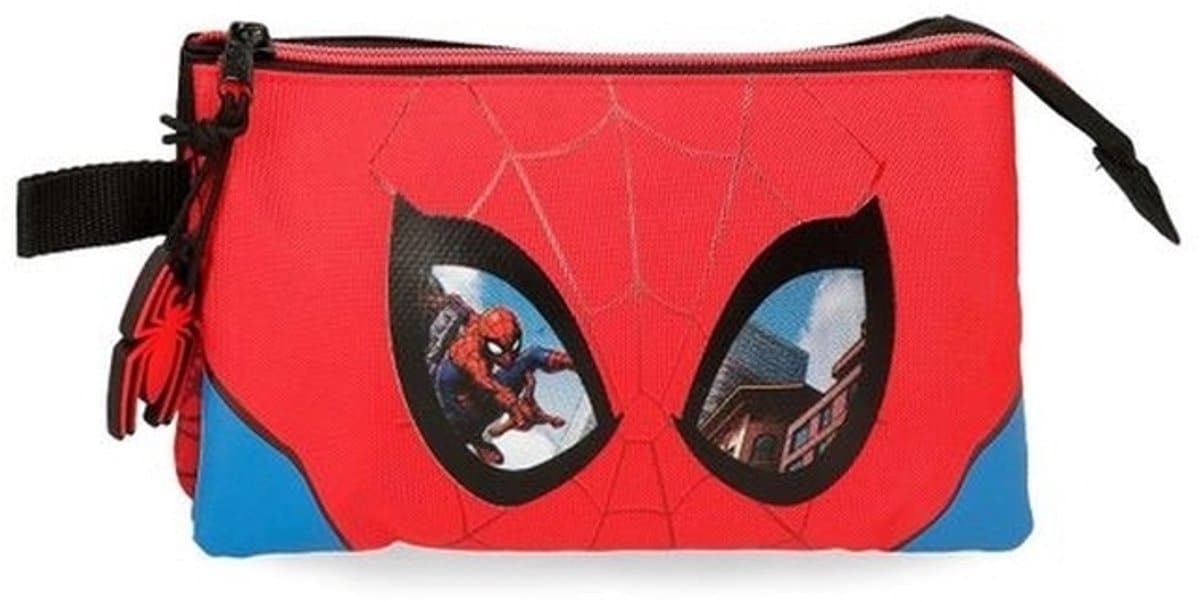 Jim jam pencil case marvel spiderman pen case 3 compartments with 2 zippers